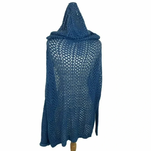 Cotton On‎ knit wear open knit blue hooded sweater - Picture 2 of 5
